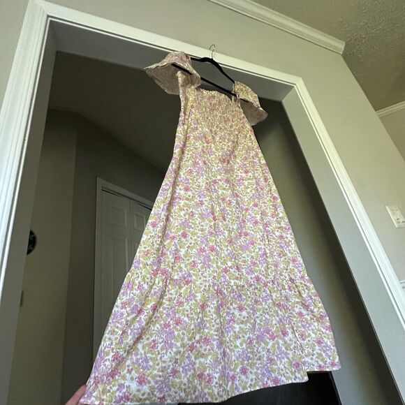 Show Me Your Mumu Floral Brenda Midi Dress XXL Cap Flounce Sleeve Flowy Pink - Picture 5 of 10